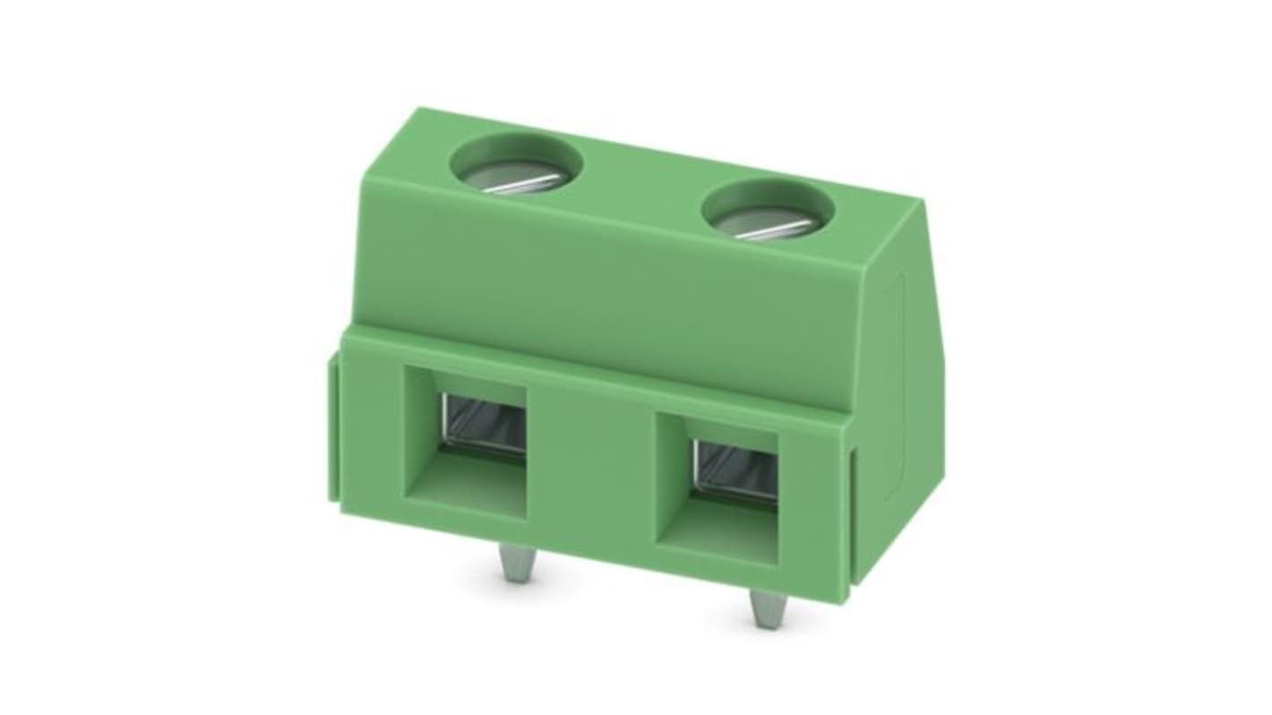 Phoenix Contact PCB Terminal Block, 2-Contact, 7.62mm Pitch, Wave Soldering, 1-Row, Plug In, Screw Termination