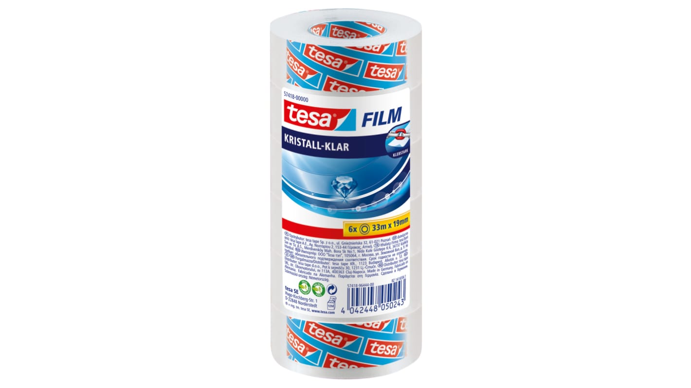 Tesa 57418 Transparent Tape Dispenser 19mm x 33m