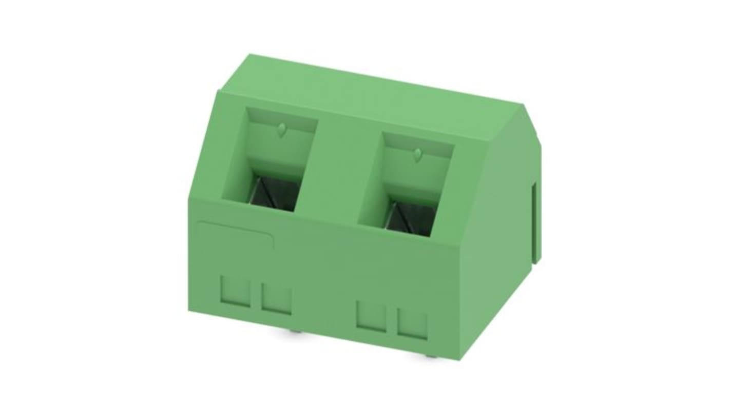 Phoenix Contact PCB Terminal Block, 2-Contact, 7.62mm Pitch, Wave Soldering, 1-Row, Plug In, Screw Termination