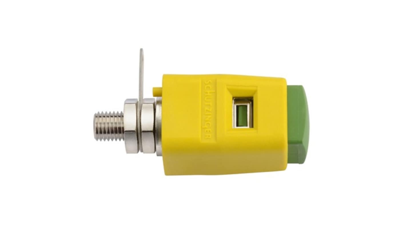 Schutzinger 6.2mm Green/Yellow Terminal Post, 30 V ac, 60 V dc, 16A, M6 x 0.75 Thread