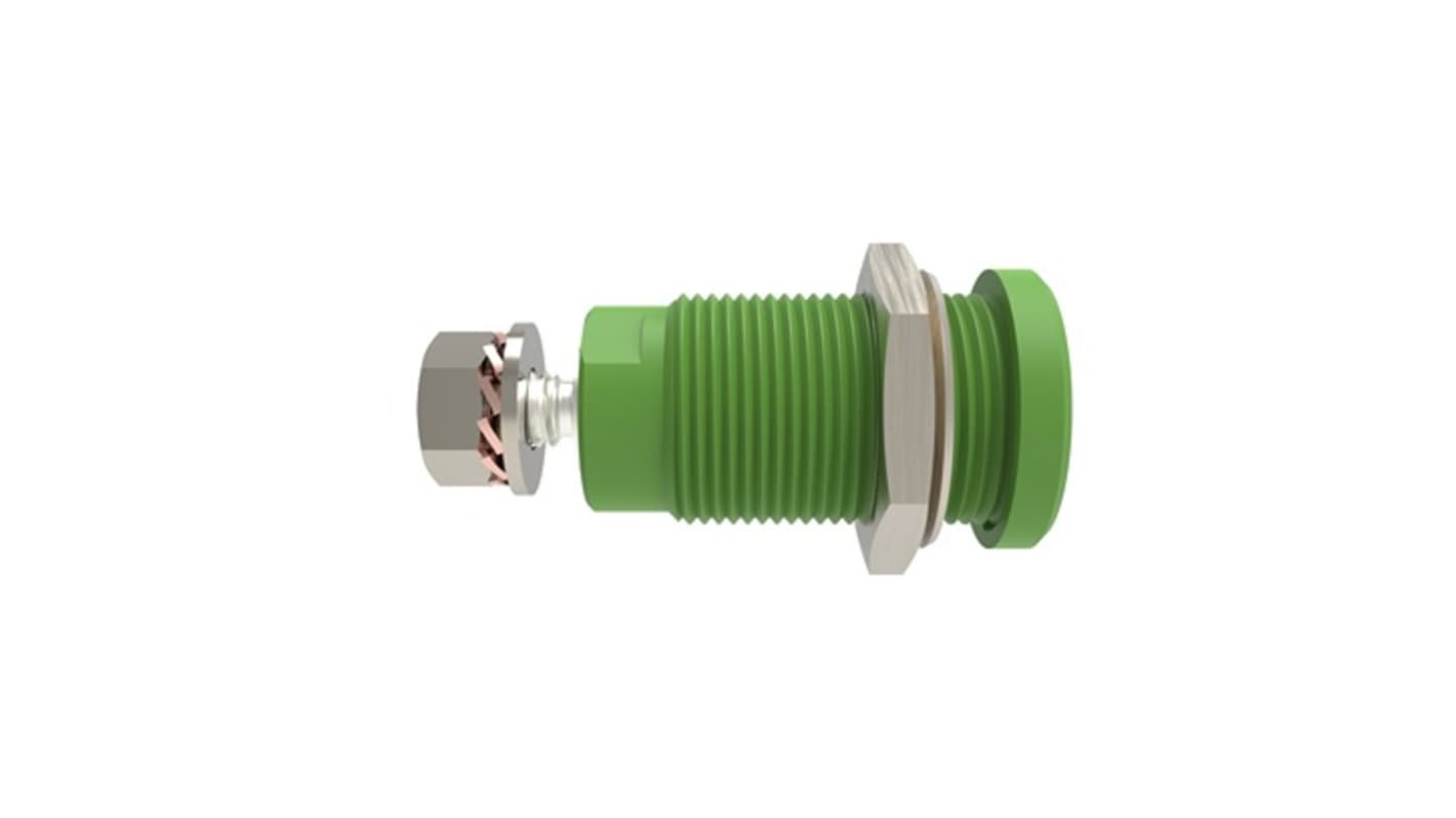 Schutzinger Green Female Banana Connector, 4 mm Connector, M4 Thread Termination, 32A, 1.5 kV dc, 1 kV dc, 600 V dc,