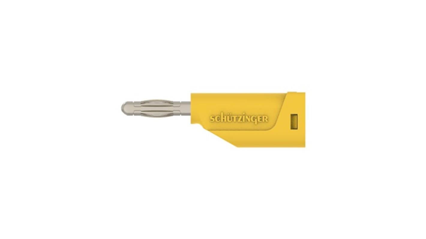 Schutzinger Yellow Male Banana Connector, 4 mm Connector, Solder Termination, 30 V ac, 60 V dc, Gold Plating