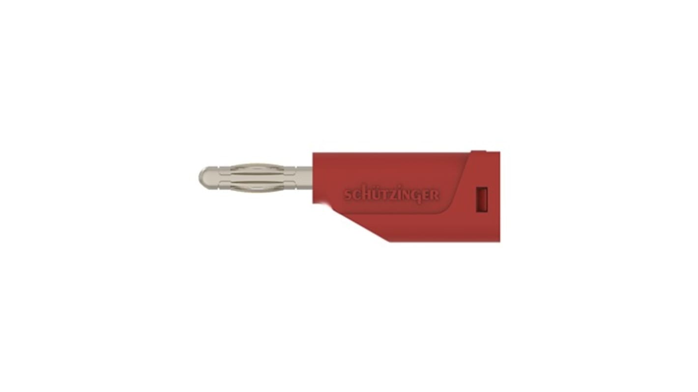 Schutzinger Red Male Banana Connector, 4 mm Connector, Solder Termination, 30 V ac, 60 V dc, Gold Plating