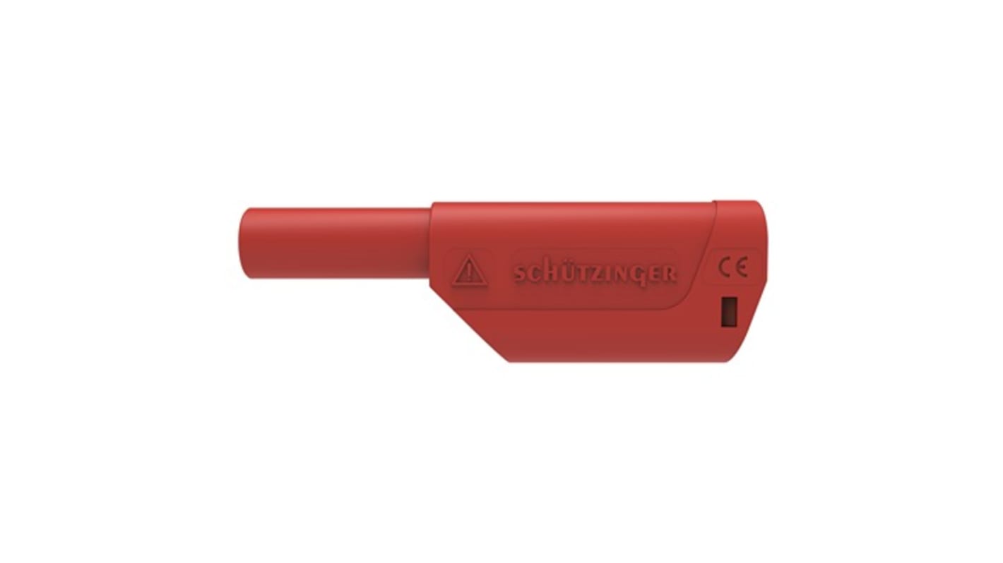 Schutzinger Red Male Banana Connector, 4 mm Connector, Solder Termination, 32A, 1kV, Nickel Plating