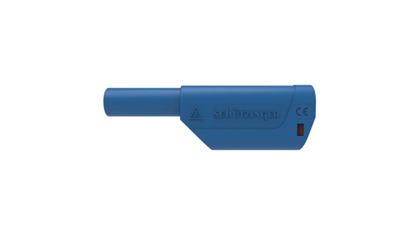 Schutzinger Blue Male Banana Connector, 4 mm Connector, Solder Termination, 32A, 1kV, Nickel Plating