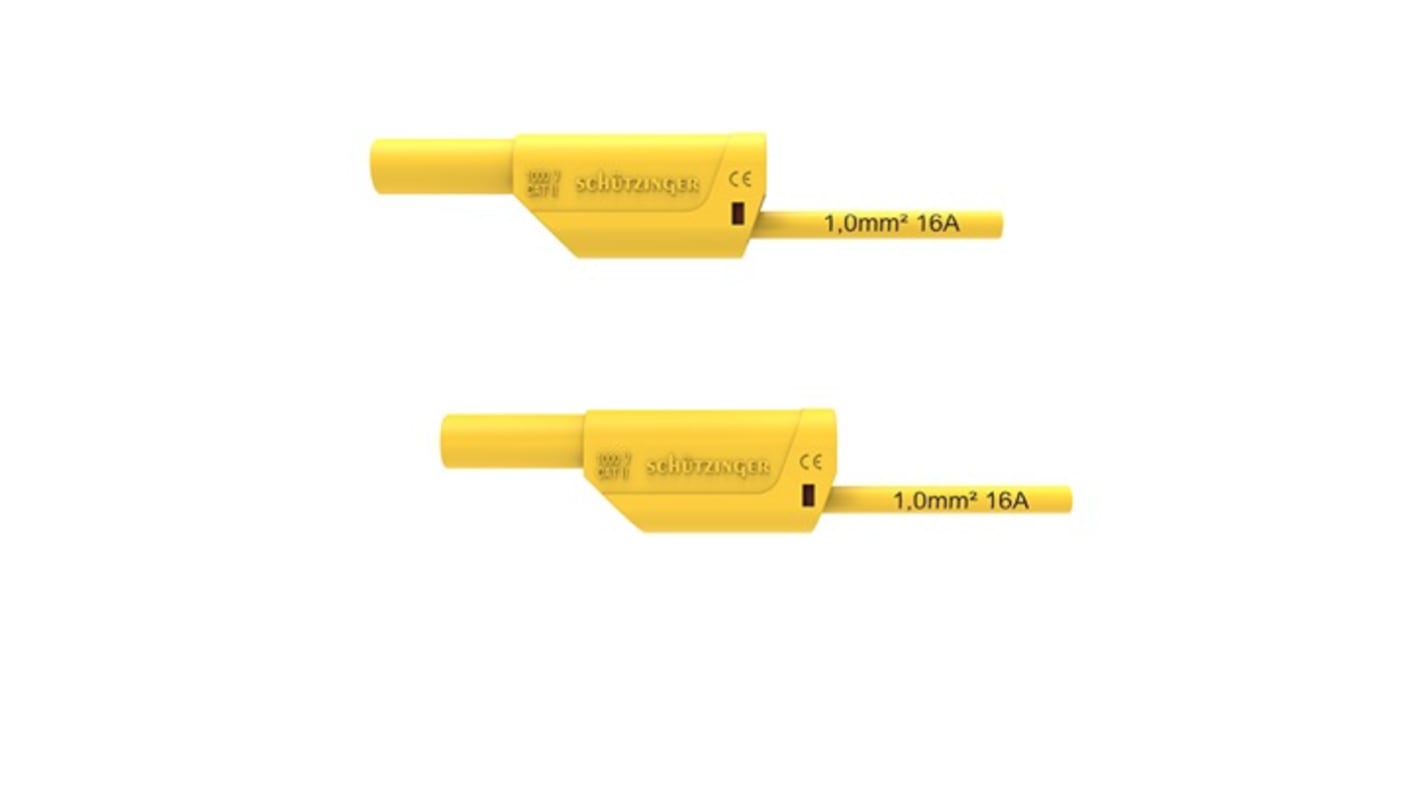 Schutzinger Test lead, 16A, 1kV, Yellow, 100cm Lead Length