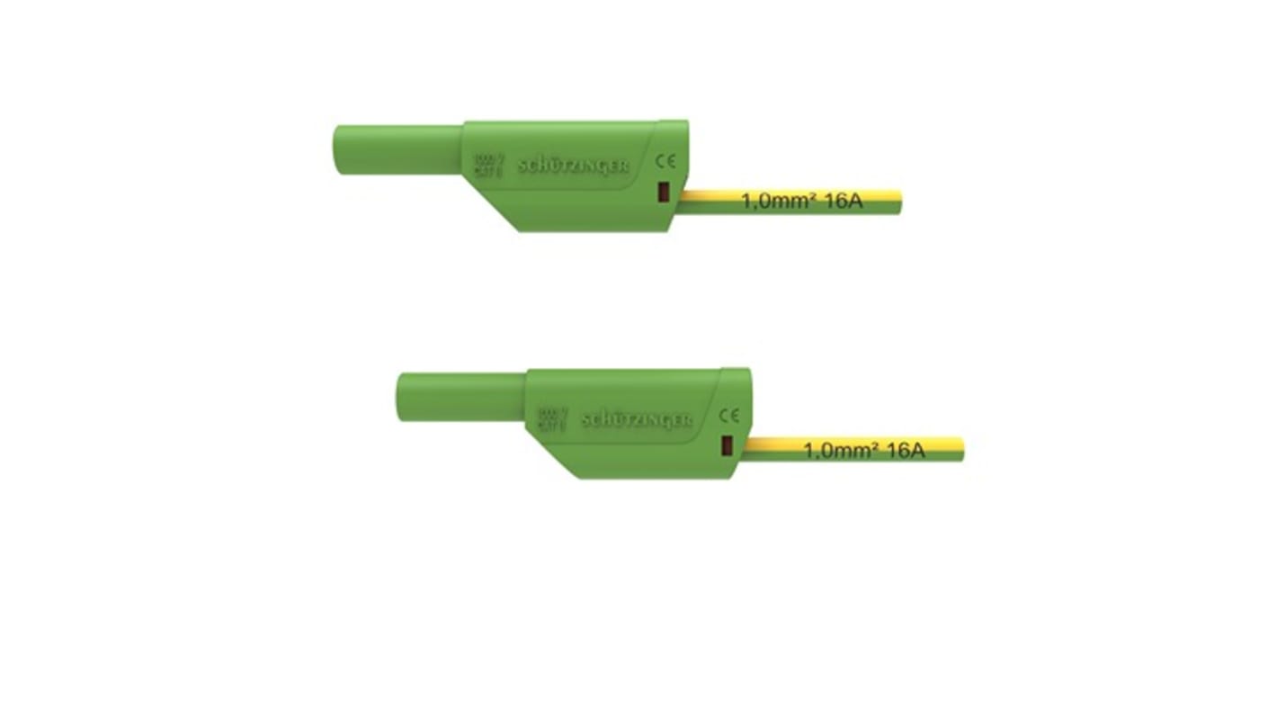 Schutzinger Test lead, 16A, 1kV, Green/Yellow, 100cm Lead Length