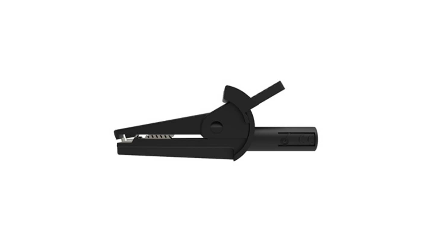 Schutzinger Crocodile Clip 2 mm Crocodile Clip Connection, Nickel Plated Contact, 10A, Black