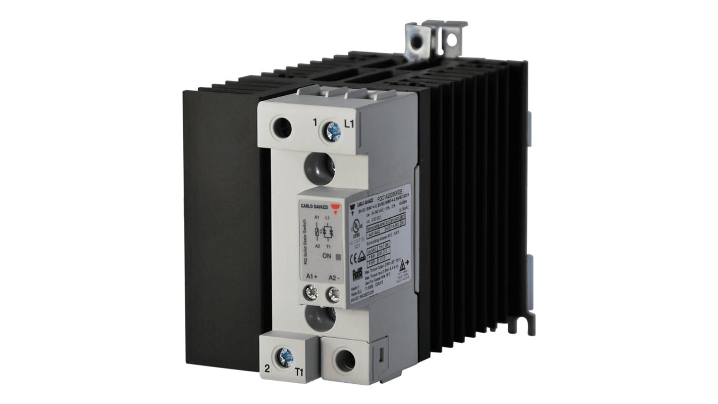 Carlo Gavazzi RGC1 Series Solid State Relay, 60 A Load, DIN Rail or Panel, 660 V ac Load, 190 Vdc, 275 Vdc, V ac, V ac
