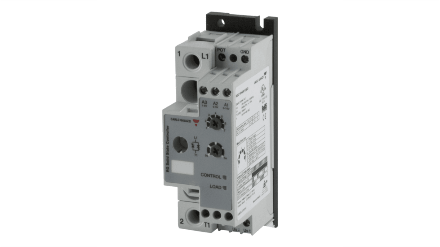 Carlo Gavazzi RGC1P Series Solid State Relay, 37 A Load, DIN Rail or Panel, 265 V ac Load, 10 Vdc Control