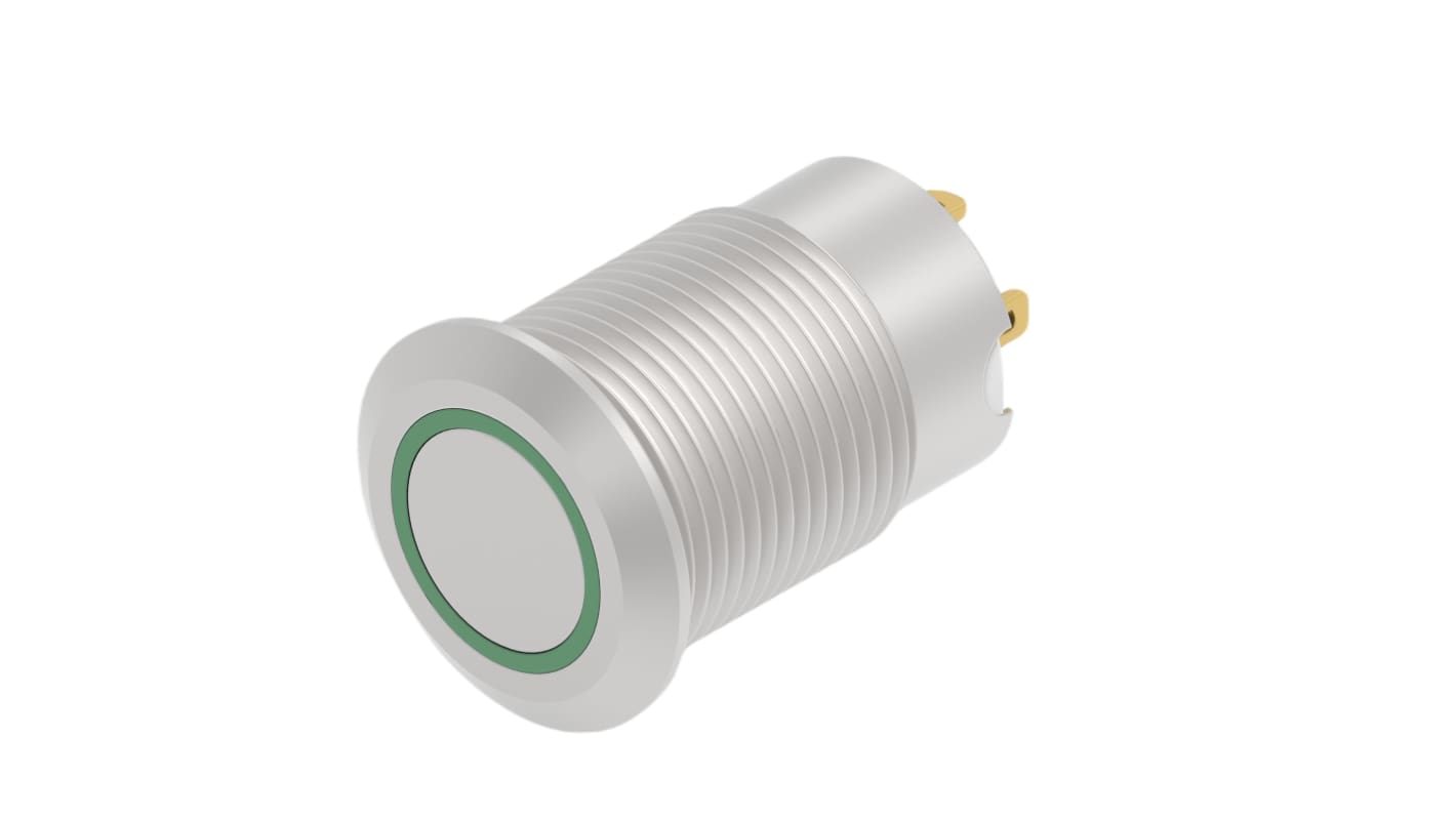 TE Connectivity AV 12 Series Illuminated Push Button Switch, Momentary, Screw Mount, 12mm Cutout, SPST, Red/Green LED,