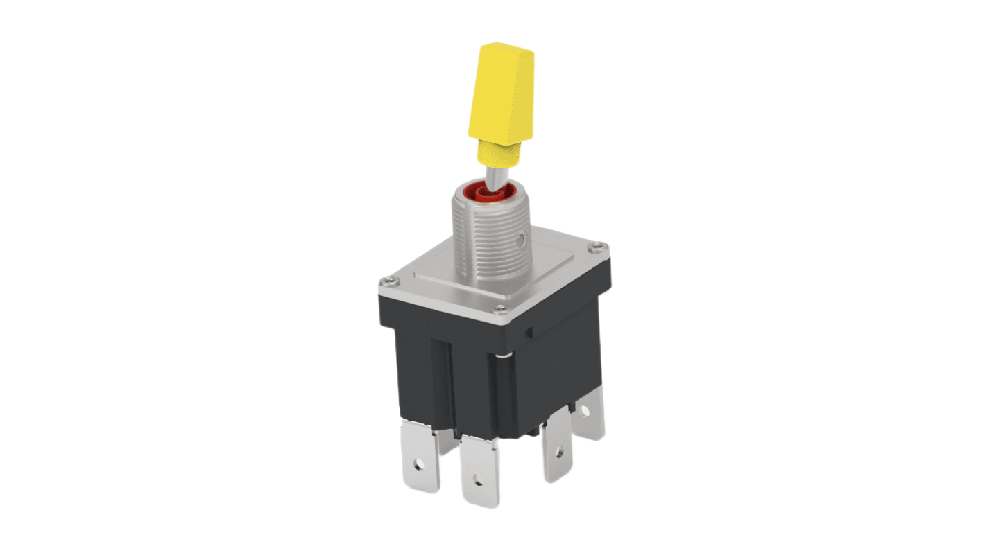 TE Connectivity Toggle Switch, Panel Mount, On-Off-On, Double Pole, Screw Terminal, 250V ac
