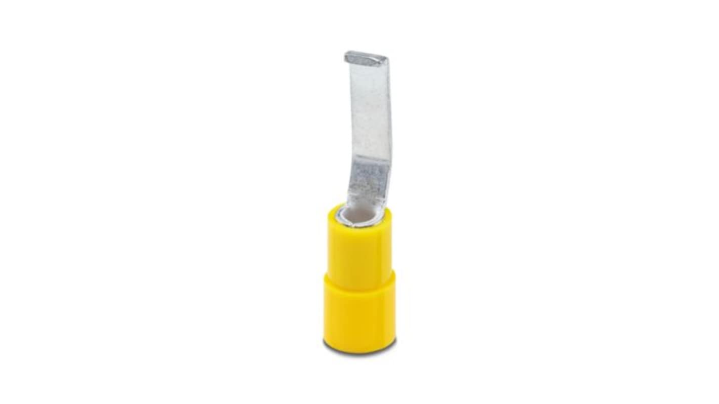 Phoenix Contact Hooked Insulated Blade terminal plug 28.5mm Blade Length, 10AWG to 12AWG, Yellow