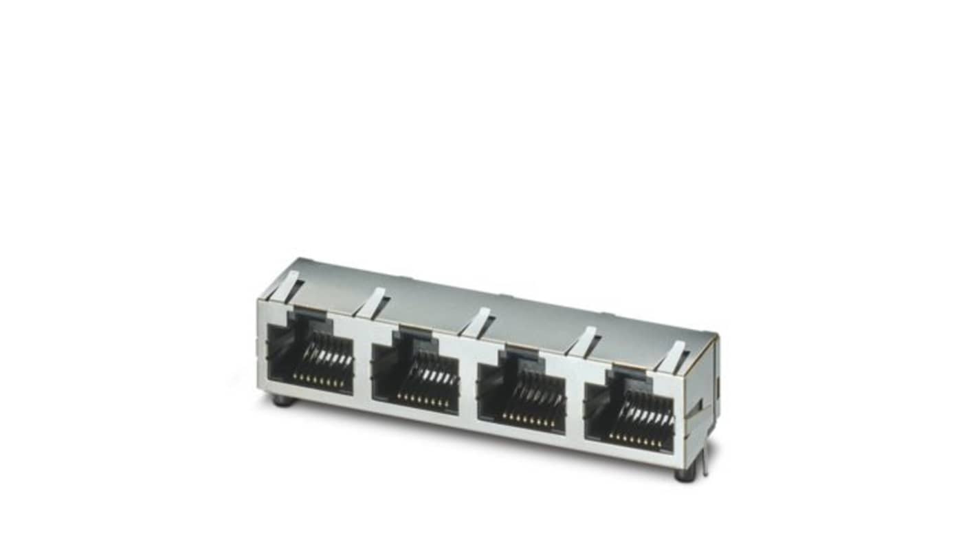 Phoenix Contact Female RJ45 Connector, PCB Mount, Through Hole Straight 4 Port 8 -Way