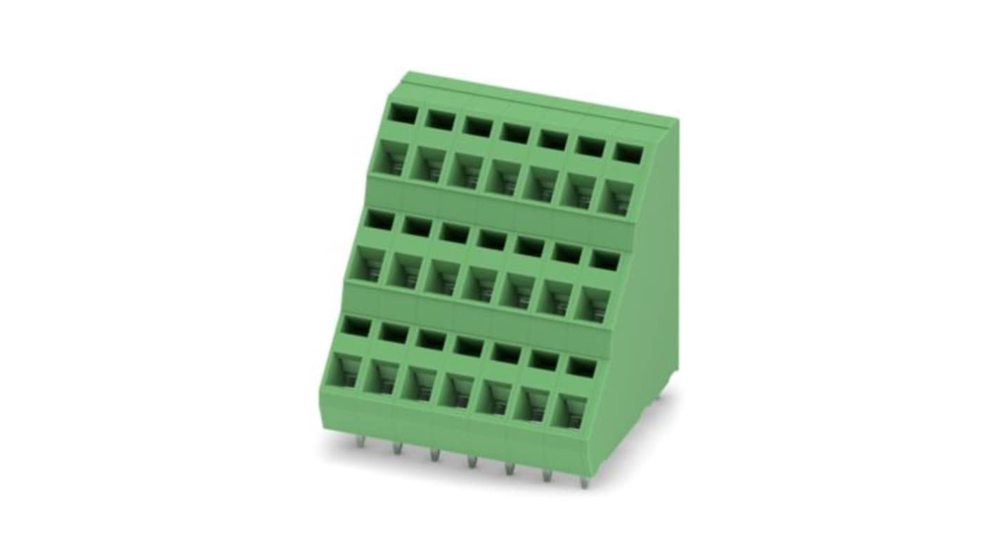 Phoenix Contact PCB Terminal Block, 7-Contact, 5.08mm Pitch, Wave Soldering, 1-Row, Push In Spring Termination