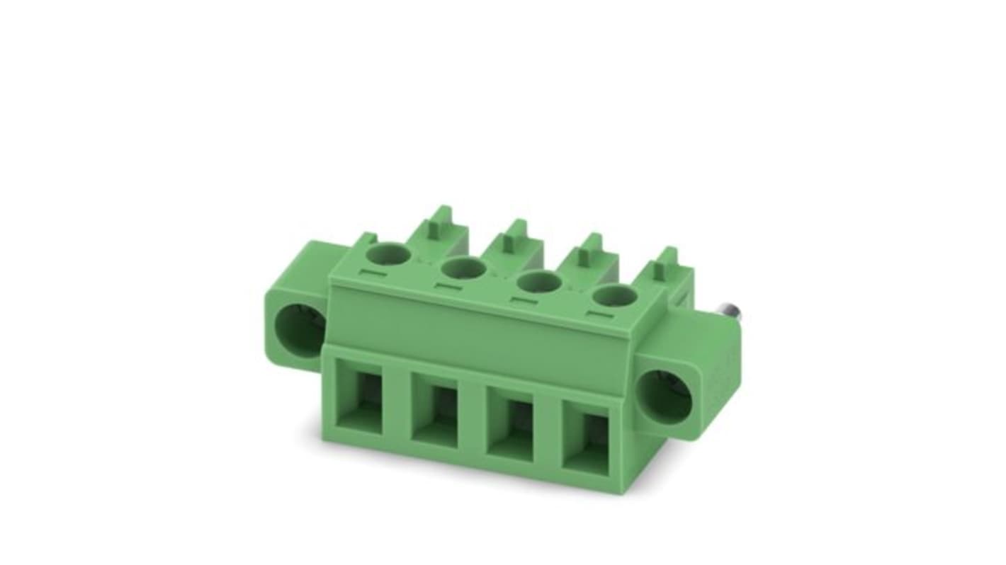 Phoenix Contact PCB Terminal Block, 4-Contact, 5.08mm Pitch, Push-In, 1-Row, Socket Termination