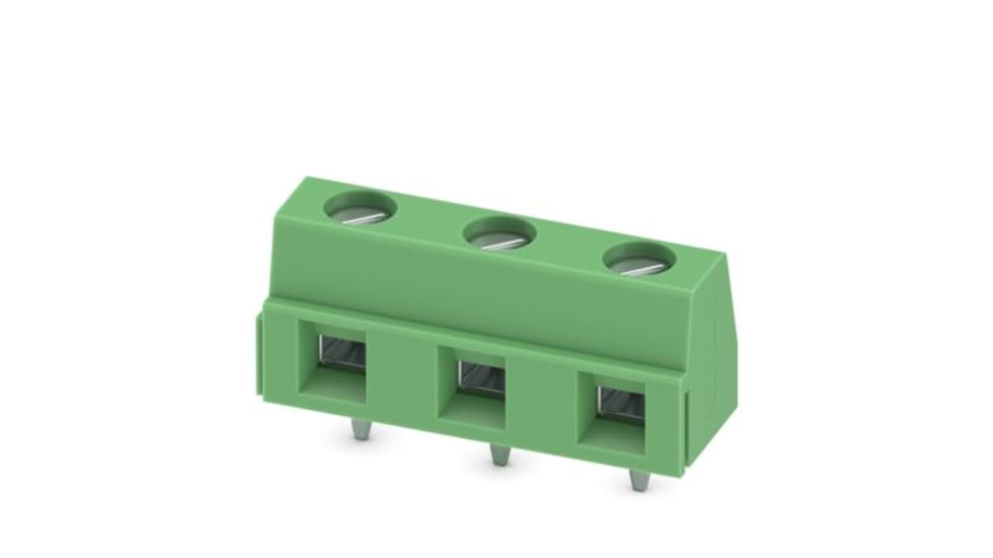 Phoenix Contact PCB Terminal Block, 3-Contact, 7.62mm Pitch, Wave Soldering, 1-Row, Plug In, Screw Termination