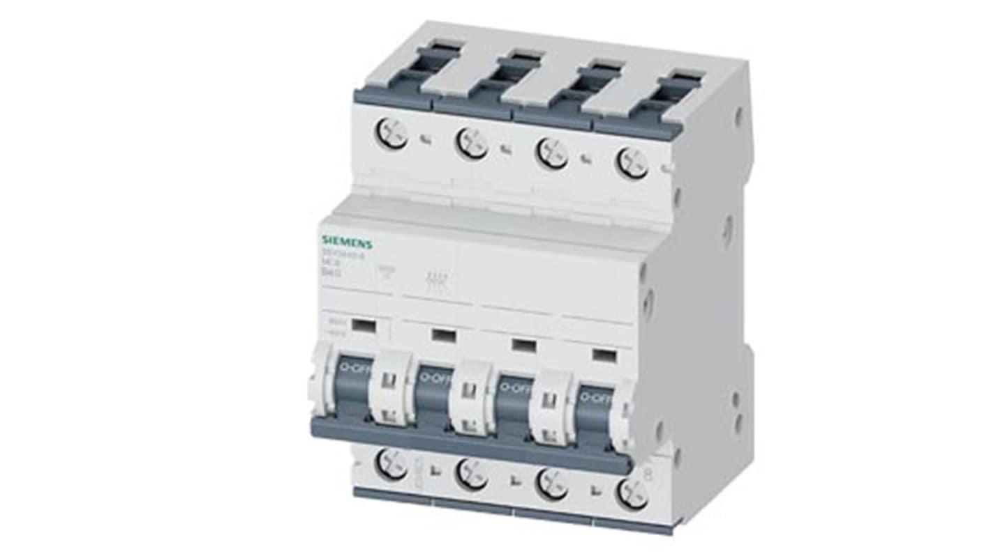 Siemens B型MCB, 4极, 15 kA分断, 40A, 400VAC, 880VDC, 5SY5系列
