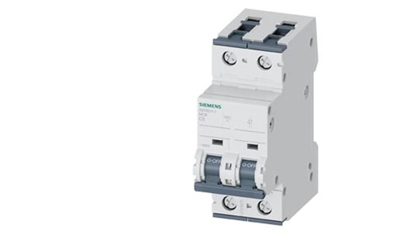 Siemens C型MCB, 2极, 30 kA分断, 5A, 400VAC, 60VDC, 5SY6系列