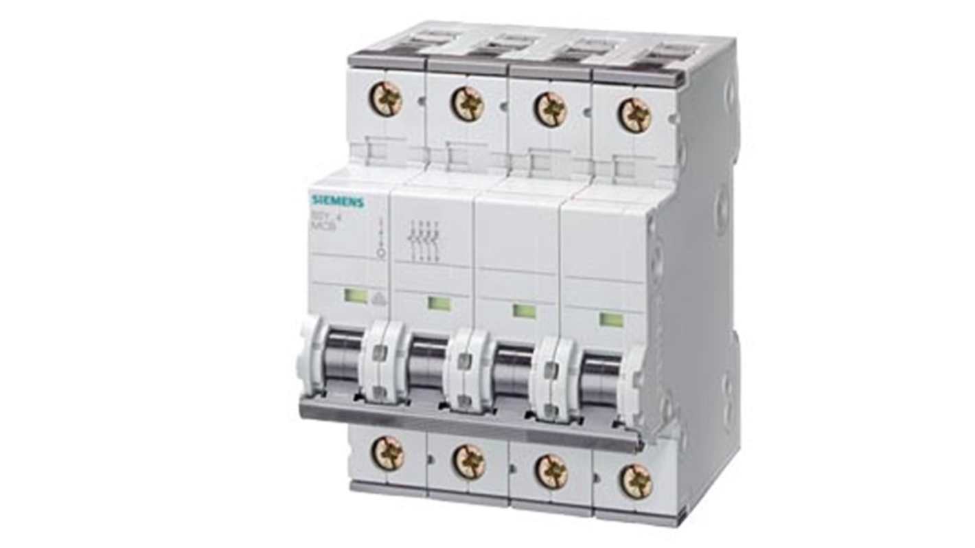 Siemens D型MCB, 4极, 25kA分断, 13A, 400VAC, 60VDC, 5SY7系列