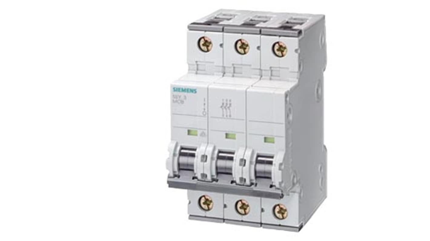 Siemens SENTRON 5SY8 MCB, 3P, 25A Curve D, 400V AC, 72V DC, 30 kA Breaking Capacity