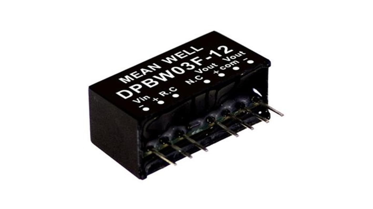 MEAN WELL DPB DC-DC Converter, 15V dc/ 0 → 200A Output, 18 → 75 V dc Input, 6W, Through Hole, +85°C Max
