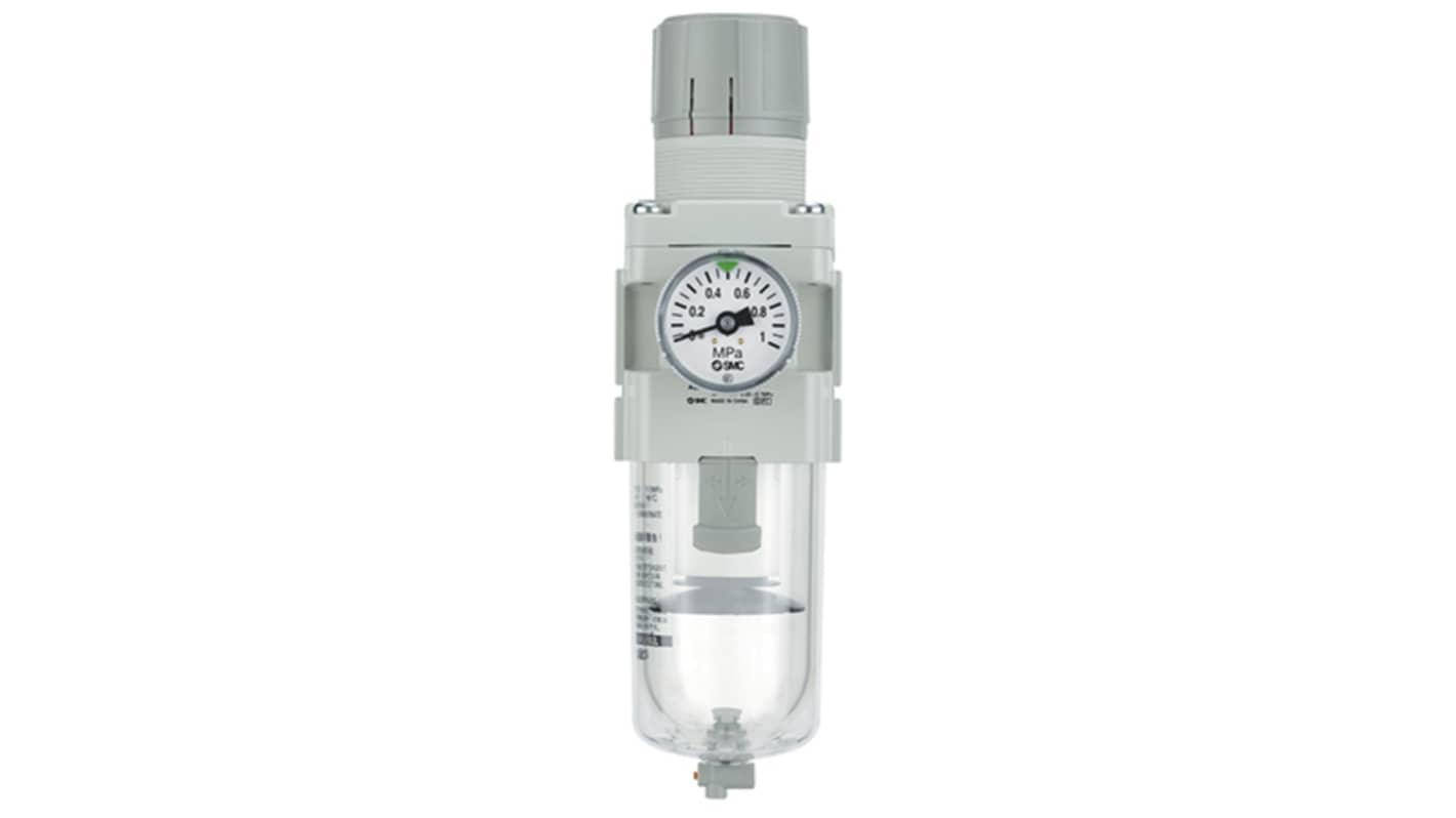 SMC AW20 Filter Regulator, 5μm, NPT 1/4, Automatic, 10 bar, AW20-N02H-CZ-D