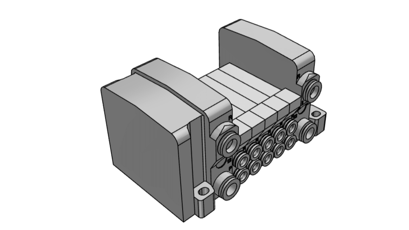 SMC VV5QC11 series 5 station One-Touch Fitting 6 mm Manifold for use with VQC1000, VV5QC11-05C6SD0