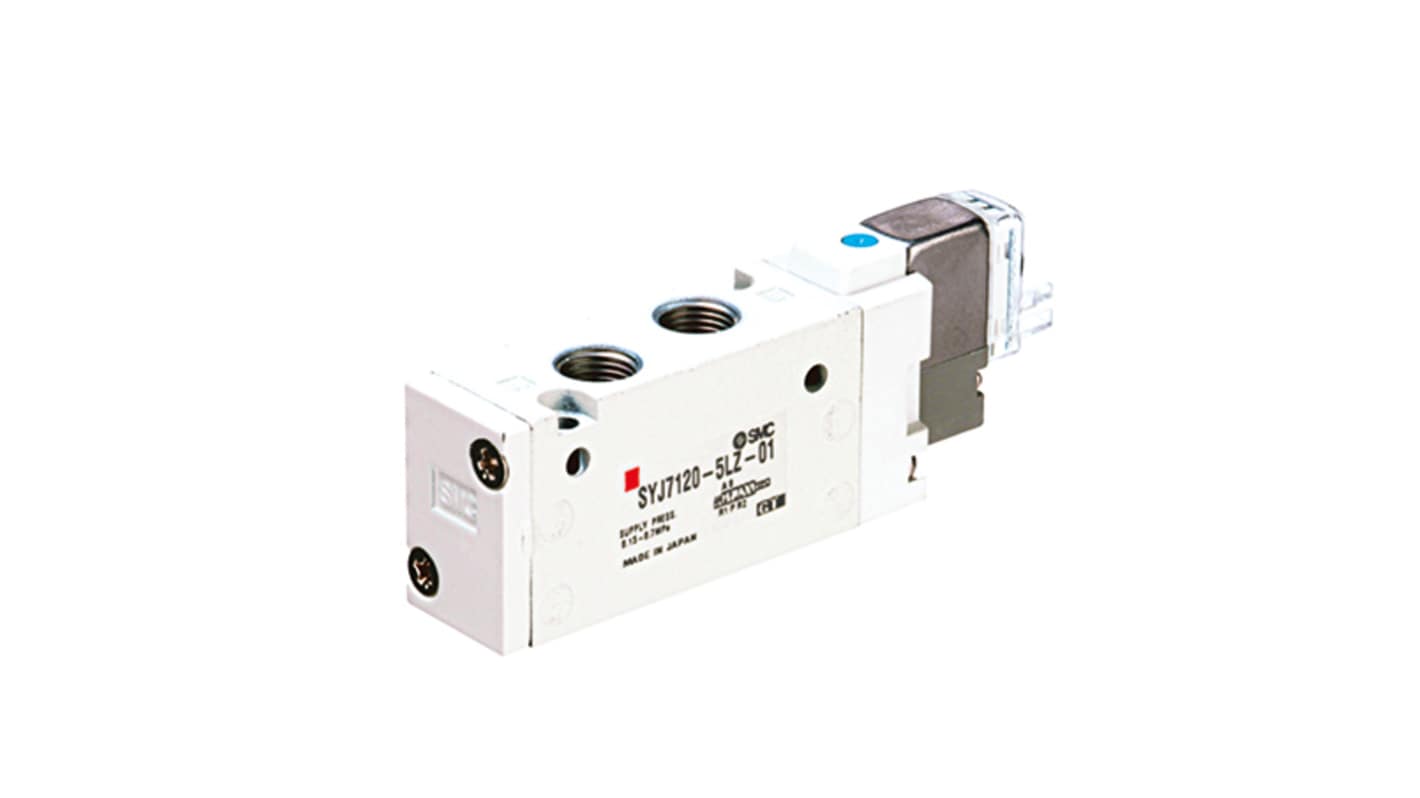 SMC 2 Position Single Pneumatic Solenoid Valve - Solenoid/Solenoid Rc 1/8 SYJ7123 Series 24V dc