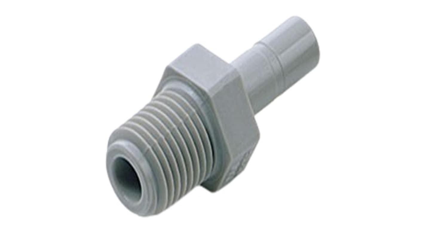 Norgren Pneufit D Series Push-in Fitting, Push In 1/2 in to NPT 3/8, Threaded Connection Style, D24150738