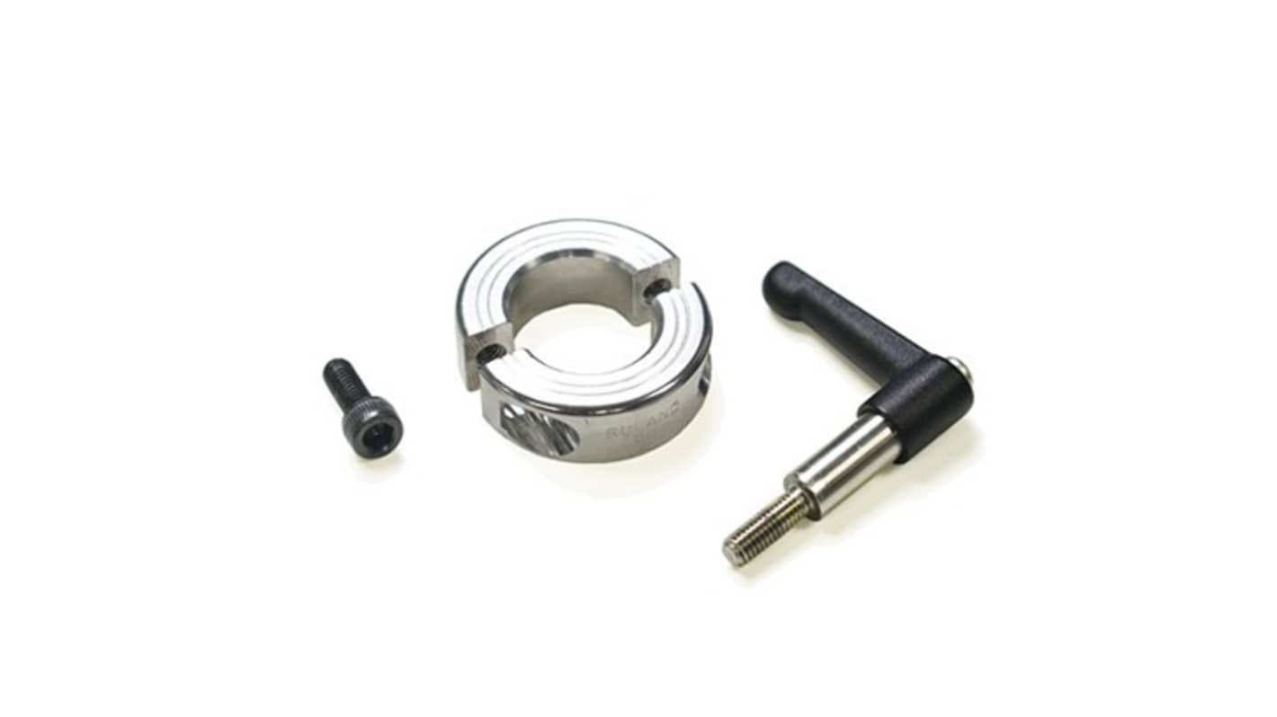 Ruland Shaft Collar, Two Piece, Clamp, Bore 28mm, OD 48mm, W 15mm, Aluminium