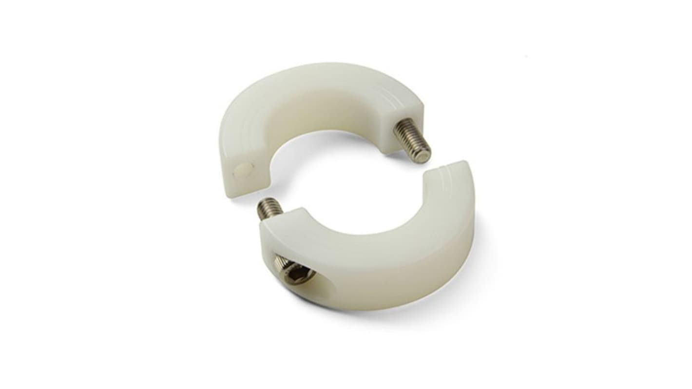 Ruland Shaft Collar, Two Piece, Clamp, Bore 16mm, OD 34mm, W 13mm, Plastic