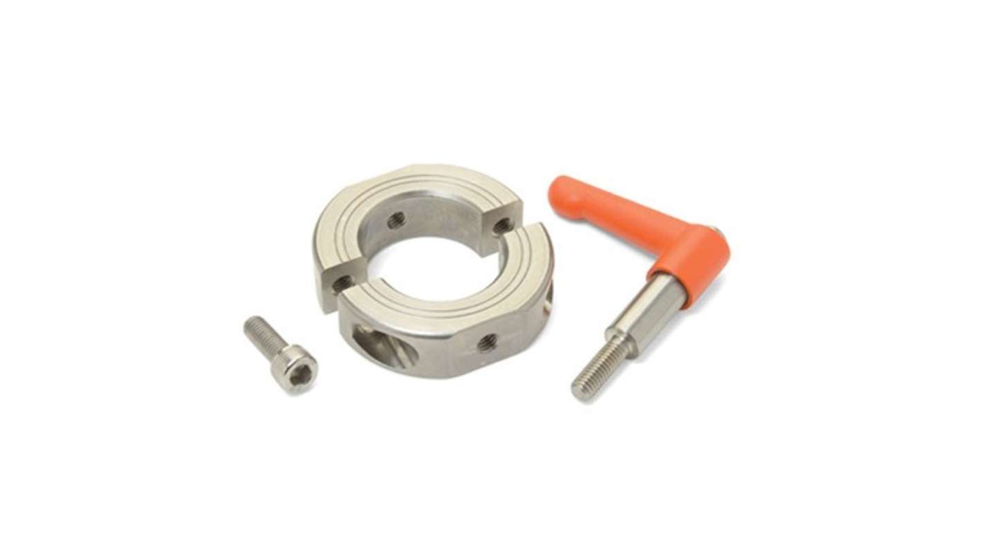 Ruland Shaft Collar, Two Piece, Clamp, Bore 40mm, OD 60mm, W 15mm, 303 Stainless Steel