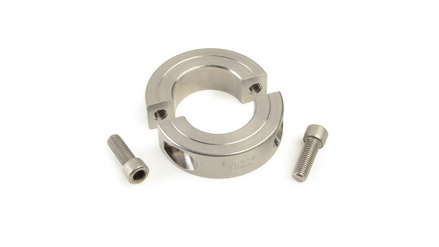 Ruland Shaft Collar, Two Piece, Clamp, Bore 32mm, OD 54mm, W 15mm, Stainless Steel 316