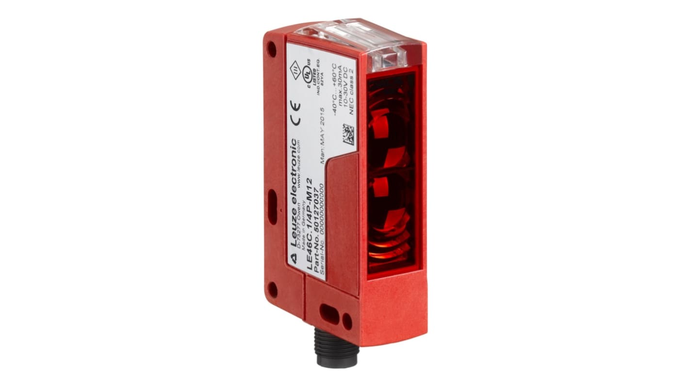 Leuze Diffuse Reflection Photoelectric Sensor, Rectangular Sensor, 0.01 → 1.2 m Detection Range