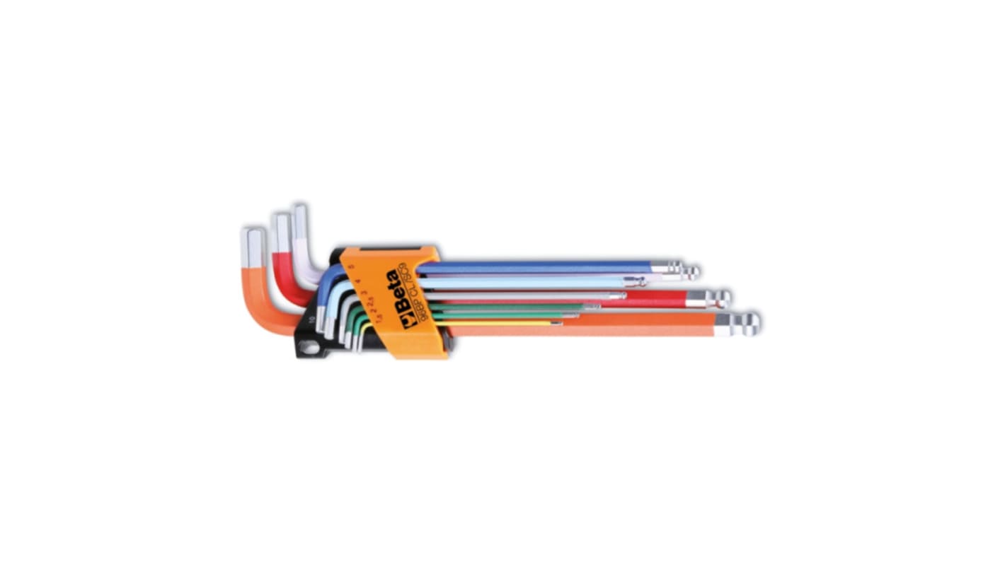 BETA 9 piece Ball Nose Metric Hex Key, 1.5 → 10mm