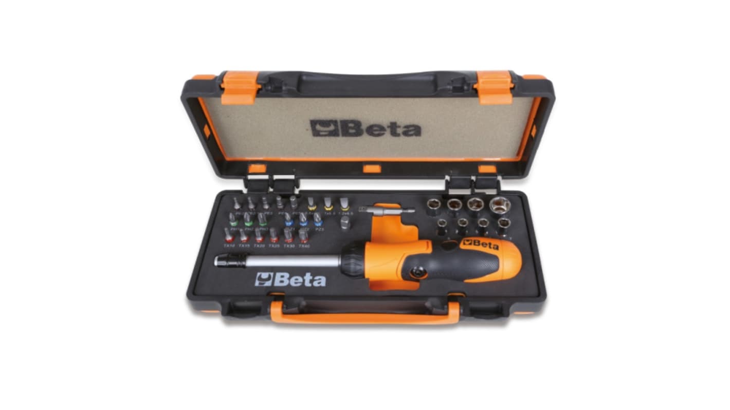 BETA 38-Piece Metric 1/4 in Bit Socket Set with Ratchet, Hexagon