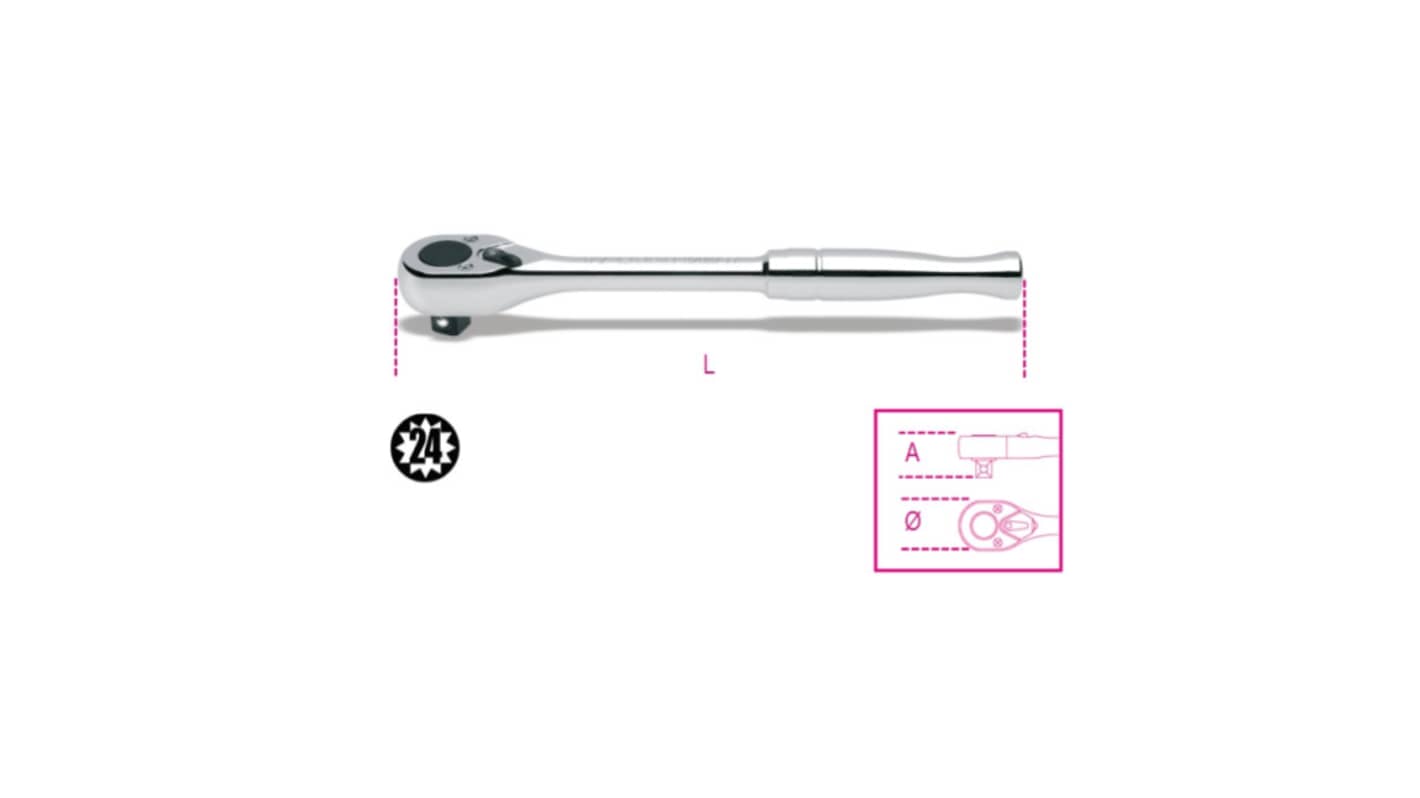 BETA 920M/55 1/2 in Round Ratchet with Metal Handle, 253 mm Overall