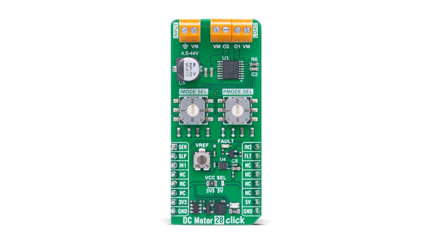 MikroElektronika DC Motor 28 Click - FNG Sensor Add-On Board Add On Board for Single-Channel H-Bridge Driver Industrial