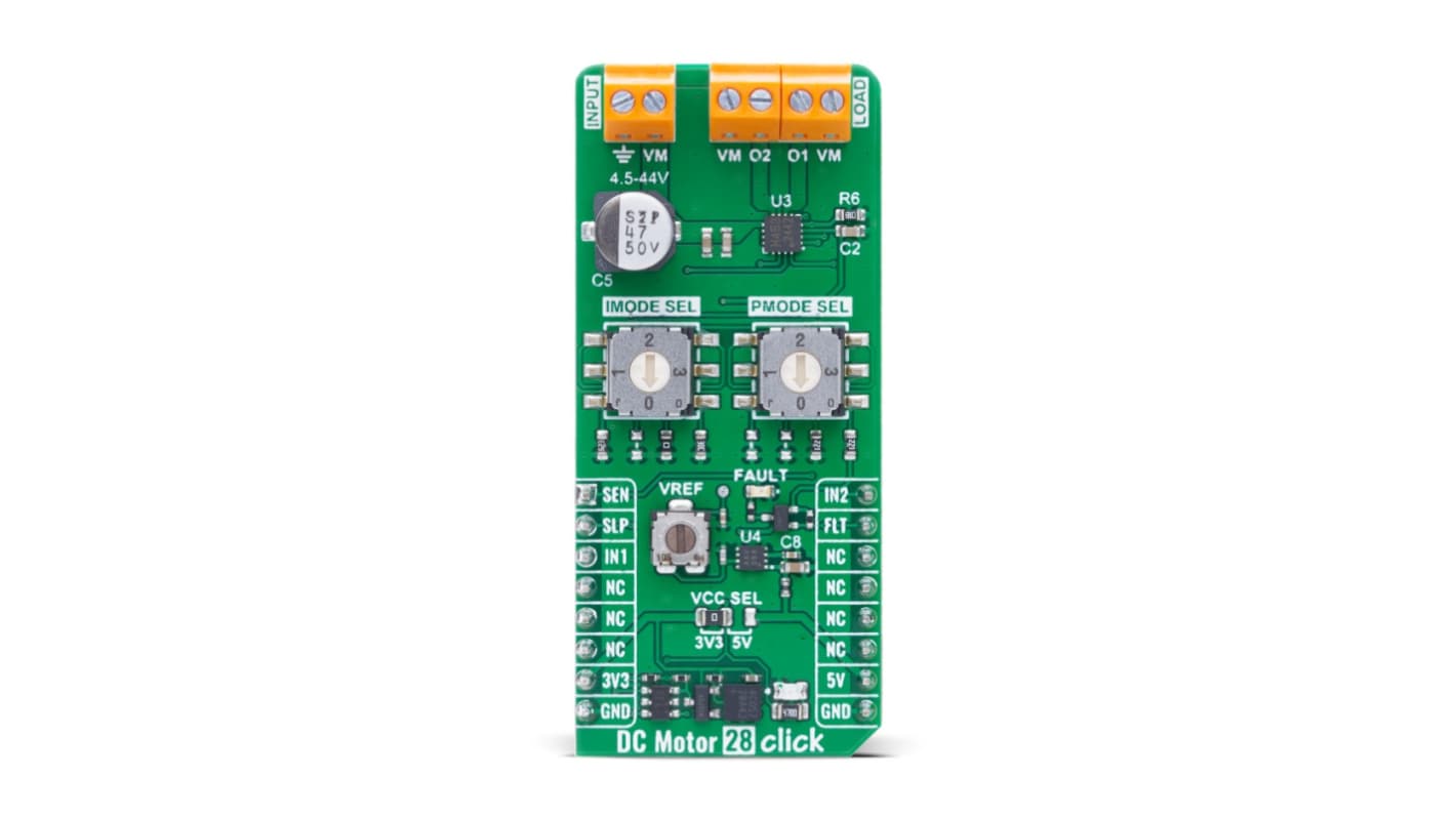 MikroElektronika DC Motor 28 Click - FTG Sensor Add-On Board Add On Board for Single-Channel H-Bridge Driver Industrial