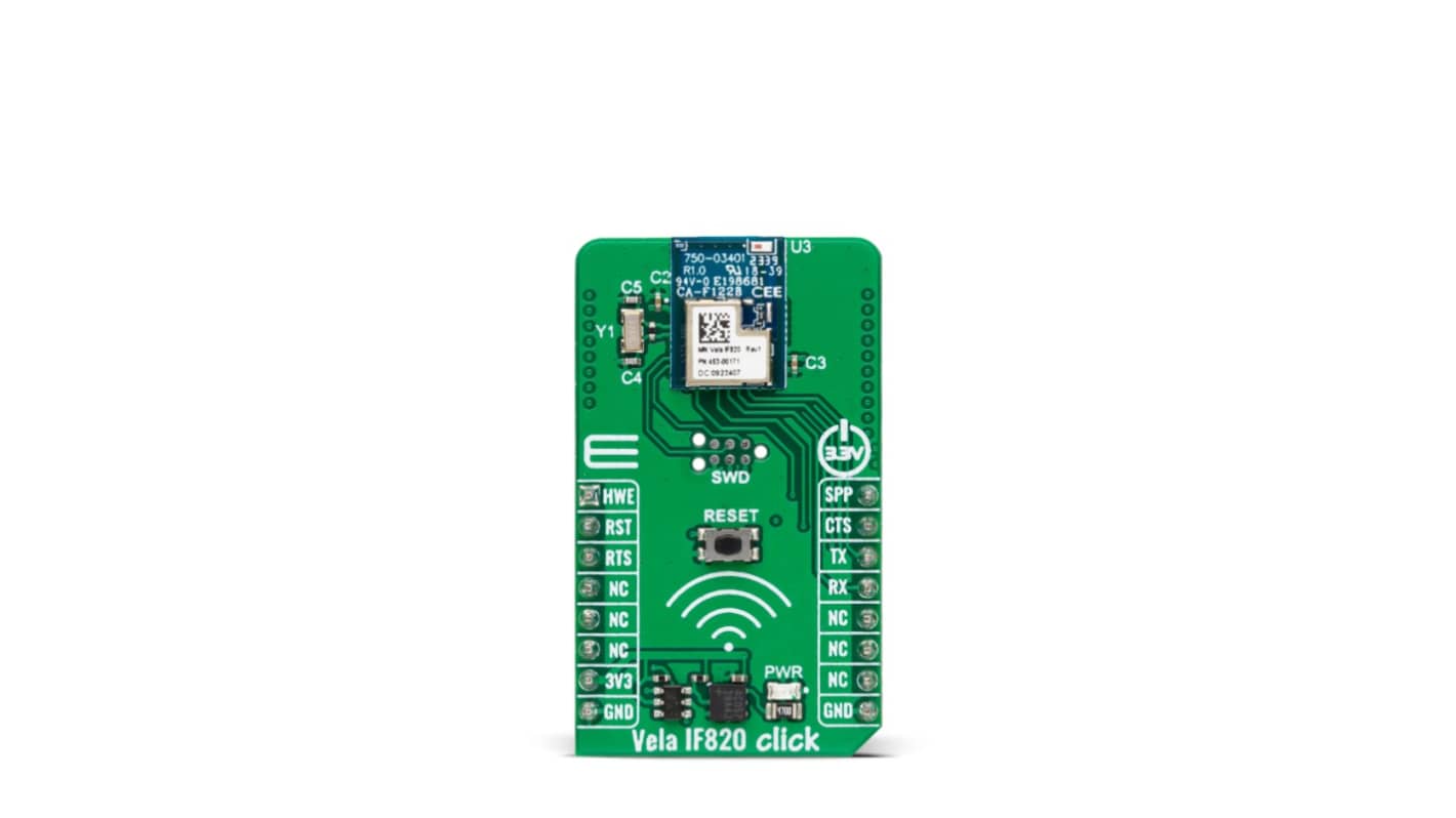MikroElektronika Vela IF820 Click Sensor Add-On Board Add On Board for Bluetooth Module with Antenna Industrial