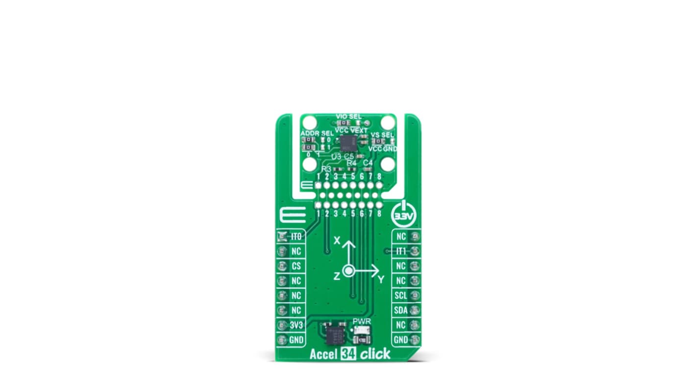 MikroElektronika Accel 34 Click 附加板, 传感器附加板, Accelerometer芯片, 用于工业