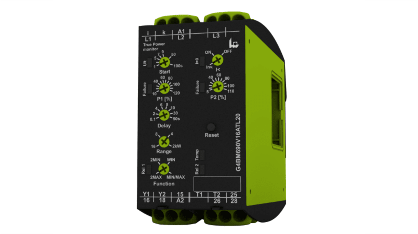 Tele Phase Monitoring Relay, 1, 3 Phase, 24 → 240V ac, DIN Rail