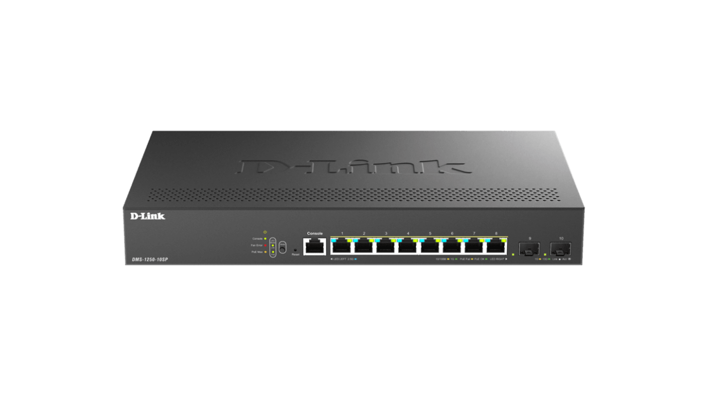 D-Link DMS-1250-10SP/E, Managed 10 Port Network Switch With PoE RJ-45