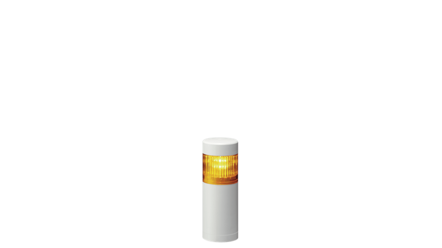 Patlite LR5 Series Amber Signal Tower, 1 Lights, 24 V dc, Direct Mount