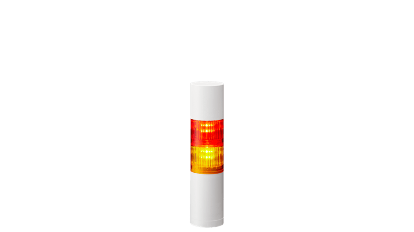 Patlite LR5 Series Amber, Red Buzzer Signal Tower, 2 Lights, 24 V dc, Direct Mount