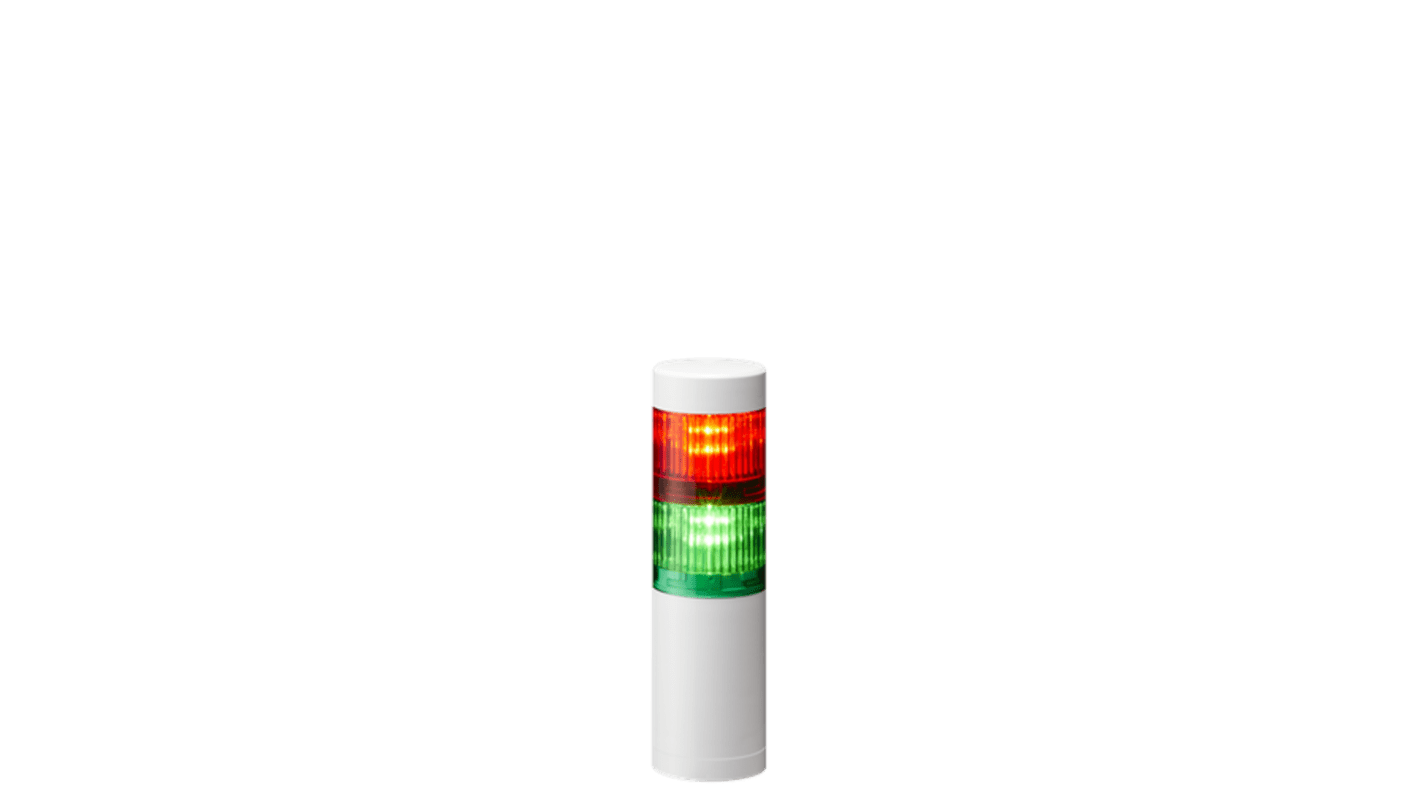 Patlite LR5 Series Green, Red Signal Tower, 2 Lights, 24 V dc, Direct Mount