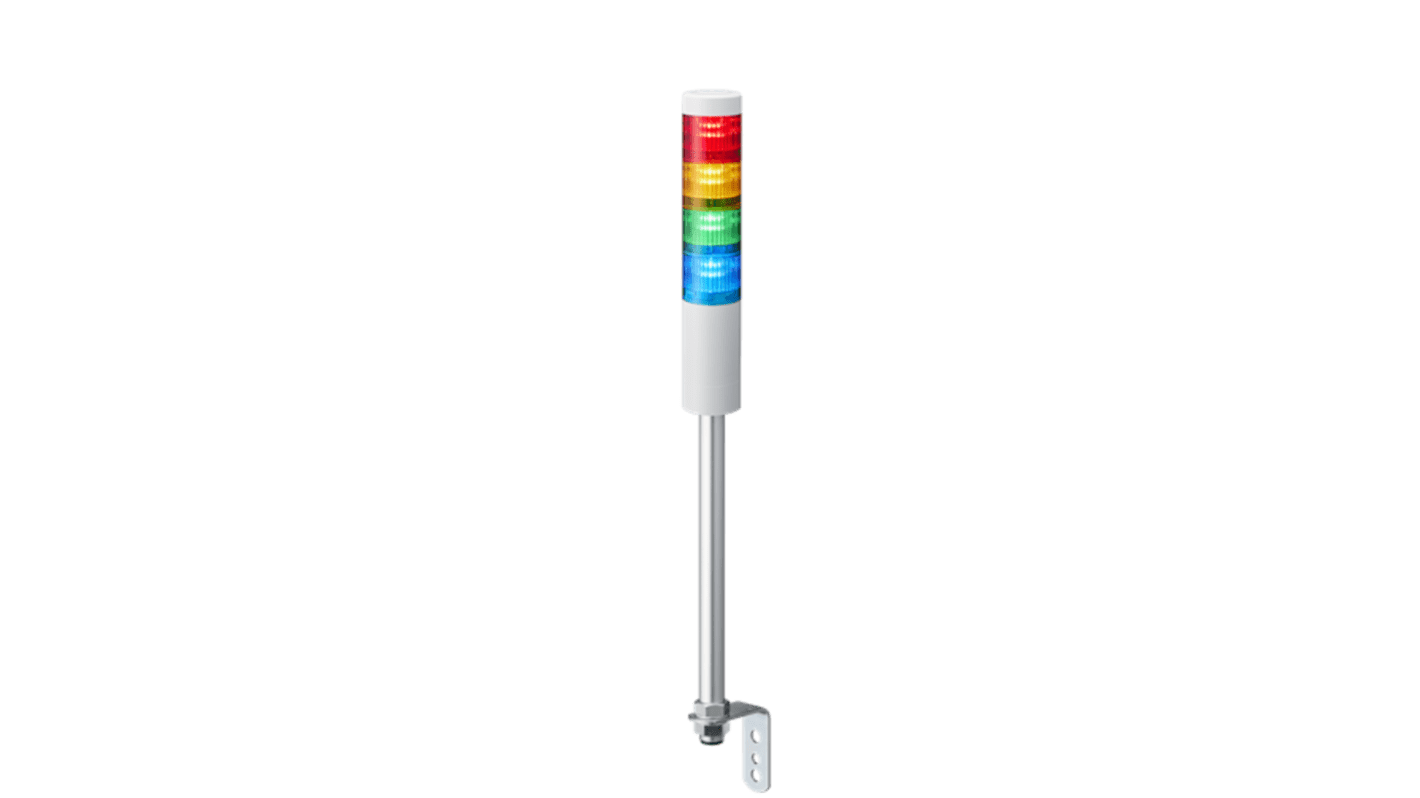 Patlite LR5 Series Red/Green/Amber/Blue Signal Tower, 4 Lights, 24 V dc, Pole Mount