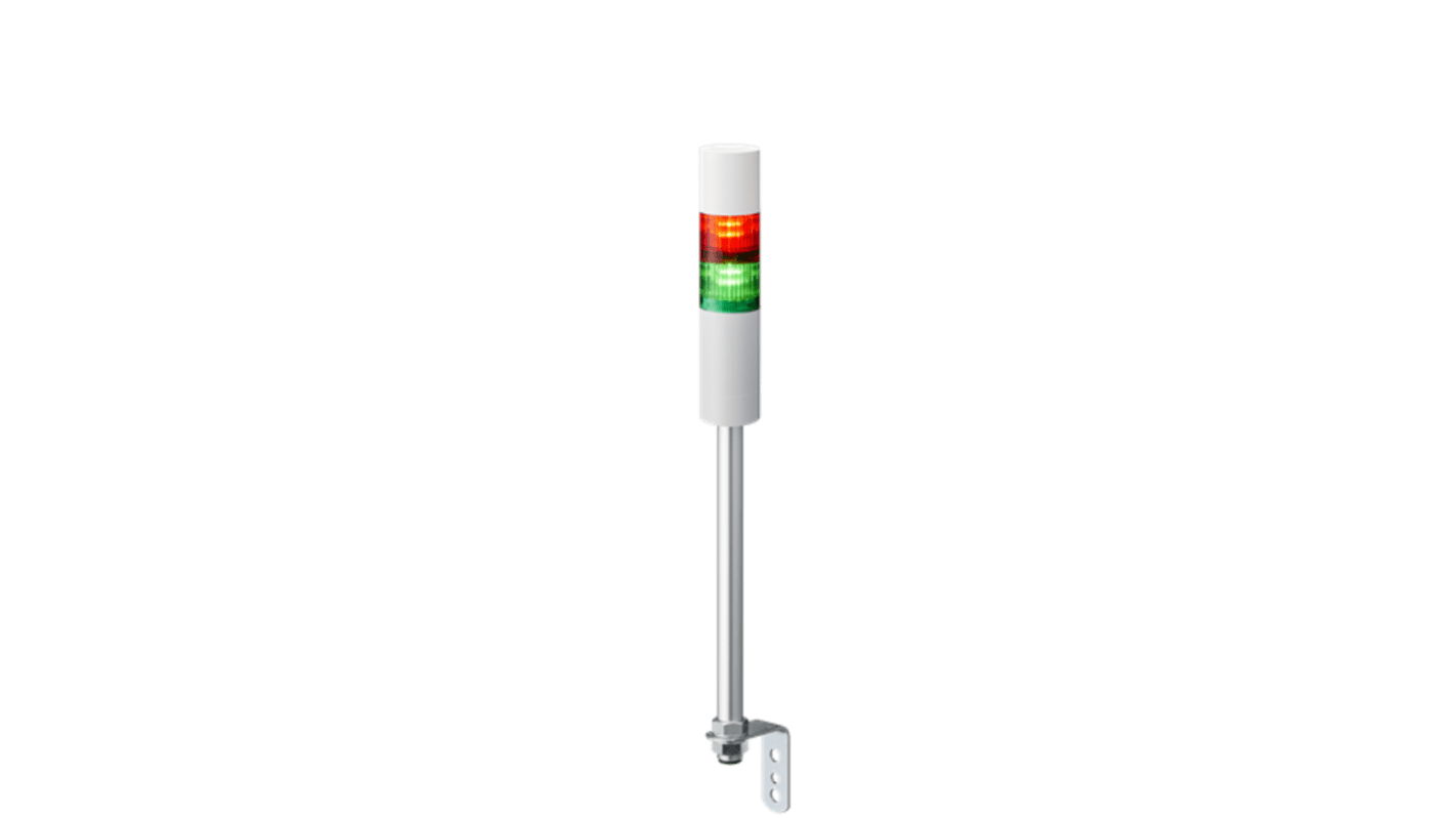 Patlite LR5 Series Green, Red Buzzer Signal Tower, 2 Lights, 24 V dc, Pole Mount