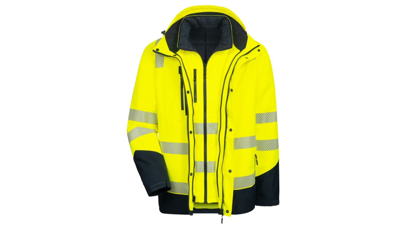 NITRAS SAFETY 7179 Fluorescent Yellow-Navy Blue Unisex Hi Vis Jacket, XXXL